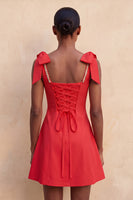 Load image into Gallery viewer, Red Scoop Neck A-Line Short Cocktail Dress with Bows
