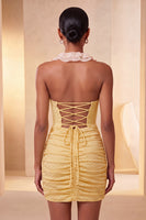 Load image into Gallery viewer, Glitter Purple Ruched Tight Short Cocktail Dress with Ruffles