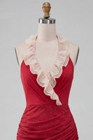Load image into Gallery viewer, Glitter Purple Ruched Tight Short Cocktail Dress with Ruffles
