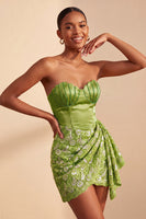 Load image into Gallery viewer, Orange Lace Tight Ruched Short Cocktail Dress with Beading