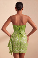 Load image into Gallery viewer, Orange Lace Tight Ruched Short Cocktail Dress with Beading