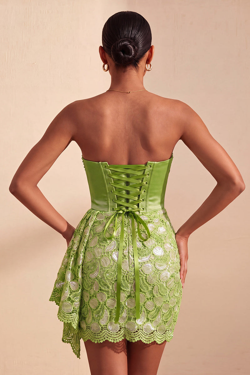 Load image into Gallery viewer, Orange Lace Tight Ruched Short Cocktail Dress with Beading