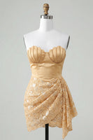 Load image into Gallery viewer, Orange Lace Tight Ruched Short Cocktail Dress with Beading