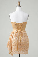 Load image into Gallery viewer, Orange Lace Tight Ruched Short Cocktail Dress with Beading