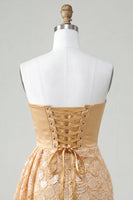 Load image into Gallery viewer, Orange Lace Tight Ruched Short Cocktail Dress with Beading