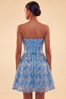 Load image into Gallery viewer, Sparkly Corset Orange Beaded Lace A-Line Short Cocktail Dress