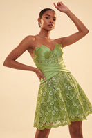Load image into Gallery viewer, Sparkly Corset Orange Beaded Lace A-Line Short Cocktail Dress