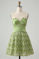 Load image into Gallery viewer, Sparkly Corset Orange Beaded Lace A-Line Short Cocktail Dress