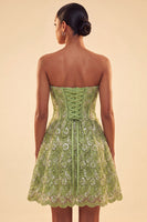 Load image into Gallery viewer, Sparkly Corset Orange Beaded Lace A-Line Short Cocktail Dress