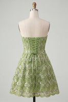 Load image into Gallery viewer, Sparkly Corset Orange Beaded Lace A-Line Short Cocktail Dress
