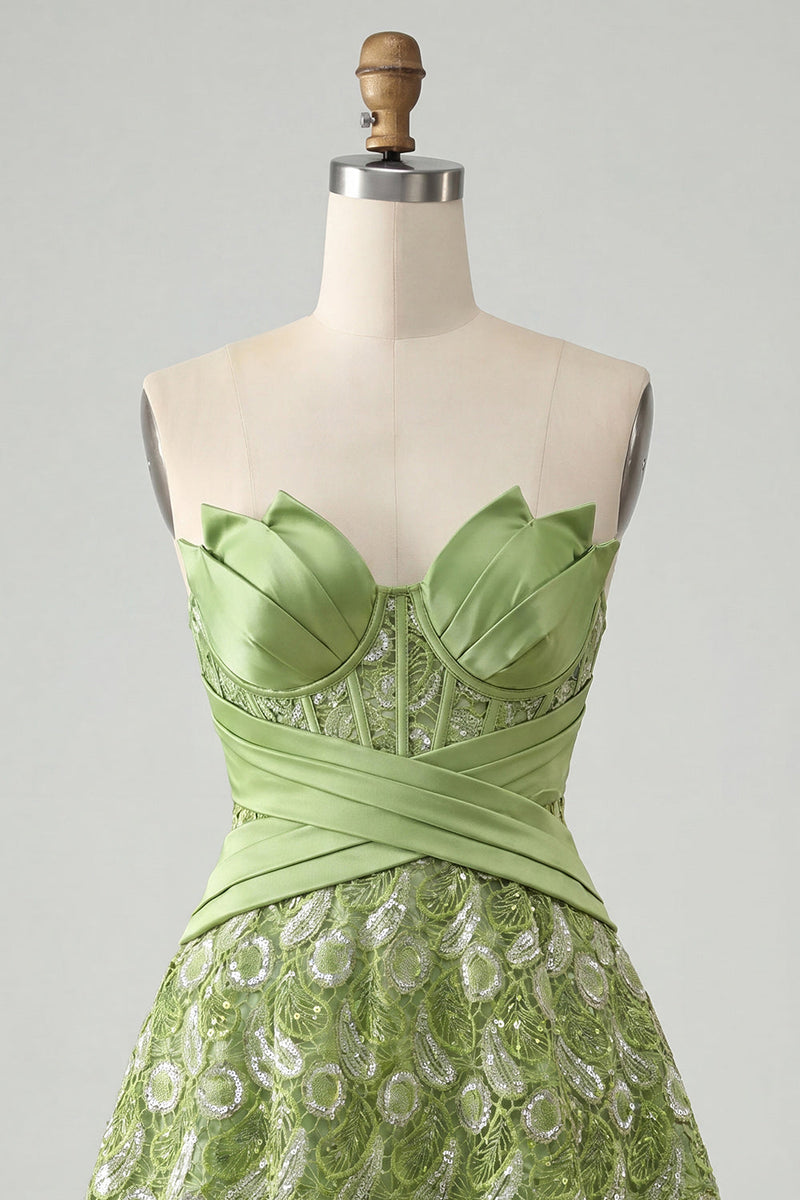 Load image into Gallery viewer, Sparkly Corset Orange Beaded Lace A-Line Short Cocktail Dress