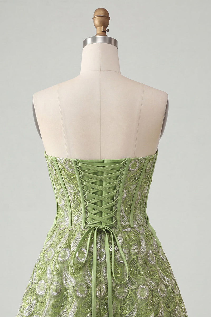 Load image into Gallery viewer, Sparkly Corset Orange Beaded Lace A-Line Short Cocktail Dress