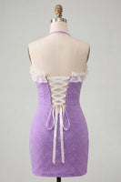 Load image into Gallery viewer, Sparkly Silver Beaded Ruffled Tight Short Cocktail Dress