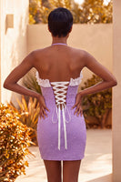 Load image into Gallery viewer, Sparkly Silver Beaded Ruffled Tight Short Cocktail Dress