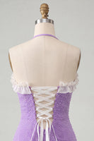 Load image into Gallery viewer, Sparkly Silver Beaded Ruffled Tight Short Cocktail Dress