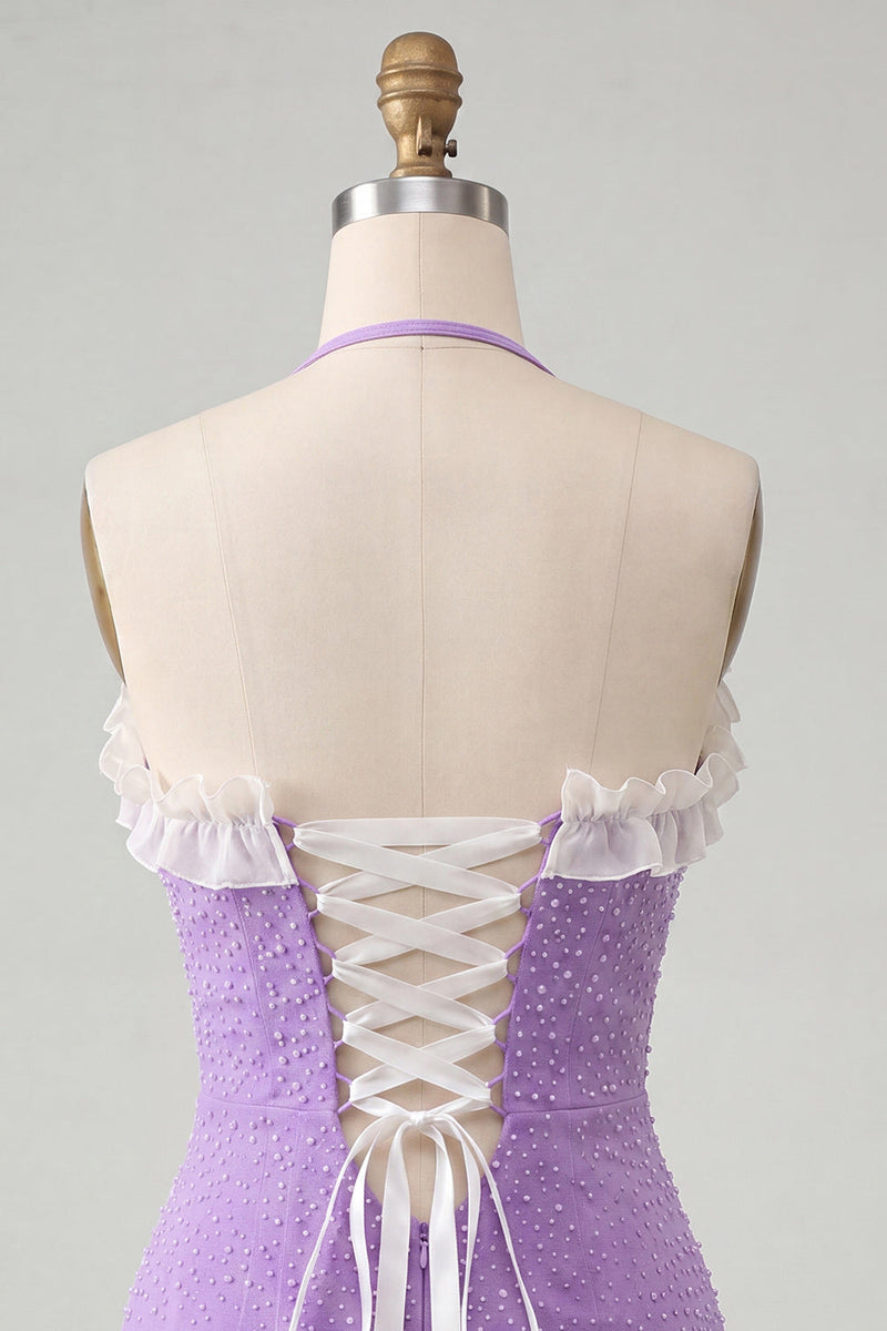 Load image into Gallery viewer, Sparkly Silver Beaded Ruffled Tight Short Cocktail Dress