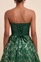 Load image into Gallery viewer, Dark Green Lace A Line Ruched Short Cocktail Dress with Sash
