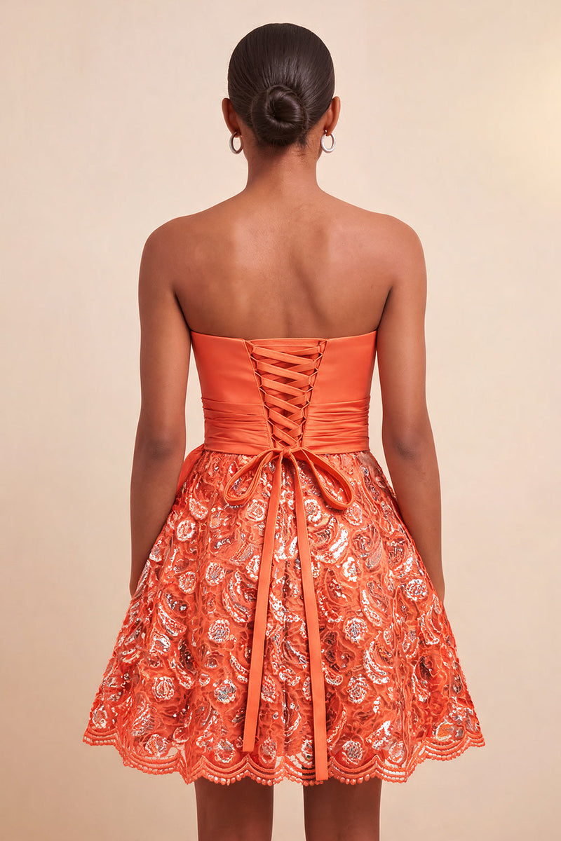 Load image into Gallery viewer, Dark Green Lace A Line Ruched Short Cocktail Dress with Sash