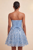 Load image into Gallery viewer, Dark Green Lace A Line Ruched Short Cocktail Dress with Sash