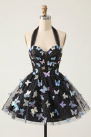 Load image into Gallery viewer, Light Blue Glitter Corset A-Line Short Cocktail Dress with 3D Butterflies