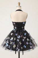 Load image into Gallery viewer, Light Blue Glitter Corset A-Line Short Cocktail Dress with 3D Butterflies