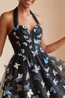Load image into Gallery viewer, Light Blue Glitter Corset A-Line Short Cocktail Dress with 3D Butterflies