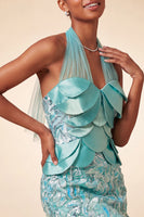 Load image into Gallery viewer, Sparkly Sequin Pink Halter Tight Short Cocktail Dress