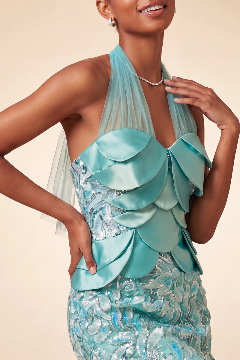 Load image into Gallery viewer, Sparkly Sequin Pink Halter Tight Short Cocktail Dress
