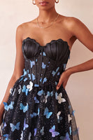Load image into Gallery viewer, Sparkly Sky Blue Corset A-Line Short Cocktail Dress with 3D Butterflies