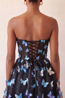 Load image into Gallery viewer, Sparkly Sky Blue Corset A-Line Short Cocktail Dress with 3D Butterflies