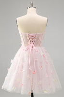 Load image into Gallery viewer, Sparkly Sky Blue Corset A-Line Short Cocktail Dress with 3D Butterflies