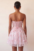 Load image into Gallery viewer, Sparkly Sky Blue Corset A-Line Short Cocktail Dress with 3D Butterflies