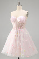Load image into Gallery viewer, Sparkly Sky Blue Corset A-Line Short Cocktail Dress with 3D Butterflies