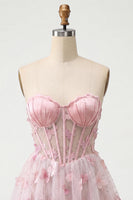 Load image into Gallery viewer, Sparkly Sky Blue Corset A-Line Short Cocktail Dress with 3D Butterflies