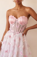 Load image into Gallery viewer, Sparkly Sky Blue Corset A-Line Short Cocktail Dress with 3D Butterflies