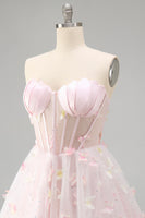 Load image into Gallery viewer, Sparkly Sky Blue Corset A-Line Short Cocktail Dress with 3D Butterflies