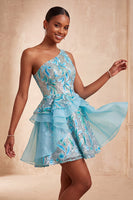 Load image into Gallery viewer, Sparkly Floral Pink Sequin Short Cocktail Dress with Ruffles