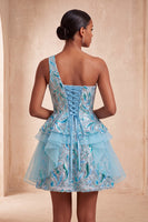 Load image into Gallery viewer, Sparkly Floral Pink Sequin Short Cocktail Dress with Ruffles