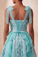 Load image into Gallery viewer, Sparkly Light Purple Corset Sequin Ruffled Short Cocktail Dress with Bows
