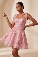 Load image into Gallery viewer, Sparkly Light Purple Corset Sequin Ruffled Short Cocktail Dress with Bows