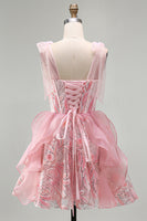 Load image into Gallery viewer, Sparkly Light Purple Corset Sequin Ruffled Short Cocktail Dress with Bows