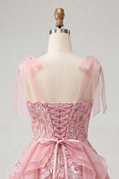 Load image into Gallery viewer, Sparkly Light Purple Corset Sequin Ruffled Short Cocktail Dress with Bows