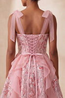 Load image into Gallery viewer, Sparkly Light Purple Corset Sequin Ruffled Short Cocktail Dress with Bows