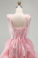 Load image into Gallery viewer, Sparkly Light Purple Corset Sequin Ruffled Short Cocktail Dress with Bows