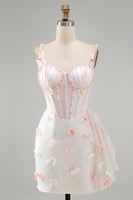 Load image into Gallery viewer, Sparkly Corset Sky Blue Beaded Short Cocktail Dress with Appliques