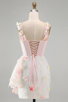 Load image into Gallery viewer, Sparkly Corset Sky Blue Beaded Short Cocktail Dress with Appliques