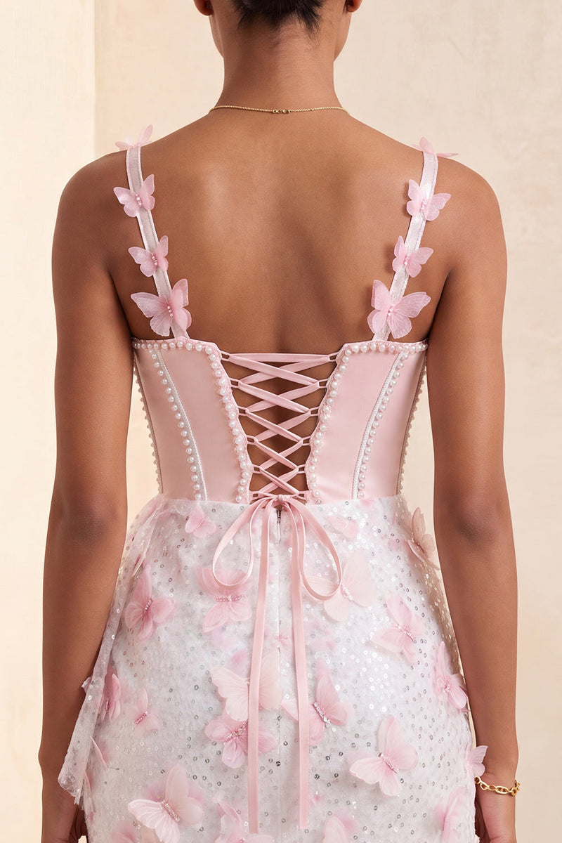 Load image into Gallery viewer, Sparkly Corset Sky Blue Beaded Short Cocktail Dress with Appliques