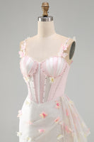 Load image into Gallery viewer, Sparkly Corset Sky Blue Beaded Short Cocktail Dress with Appliques