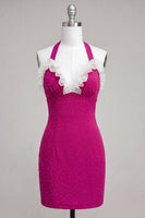 Load image into Gallery viewer, Sparkly Purple Beaded Tight Short Cocktail Dress with Ruffles