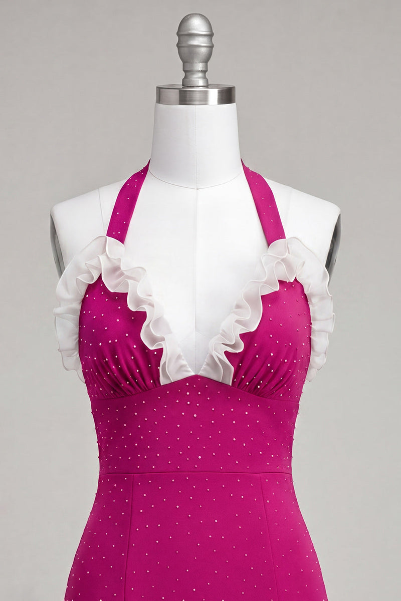 Load image into Gallery viewer, Sparkly Purple Beaded Tight Short Cocktail Dress with Ruffles